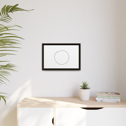 Framed matte canvas wall art featuring a minimal circular line design, ideal for modern home decor by Printify.