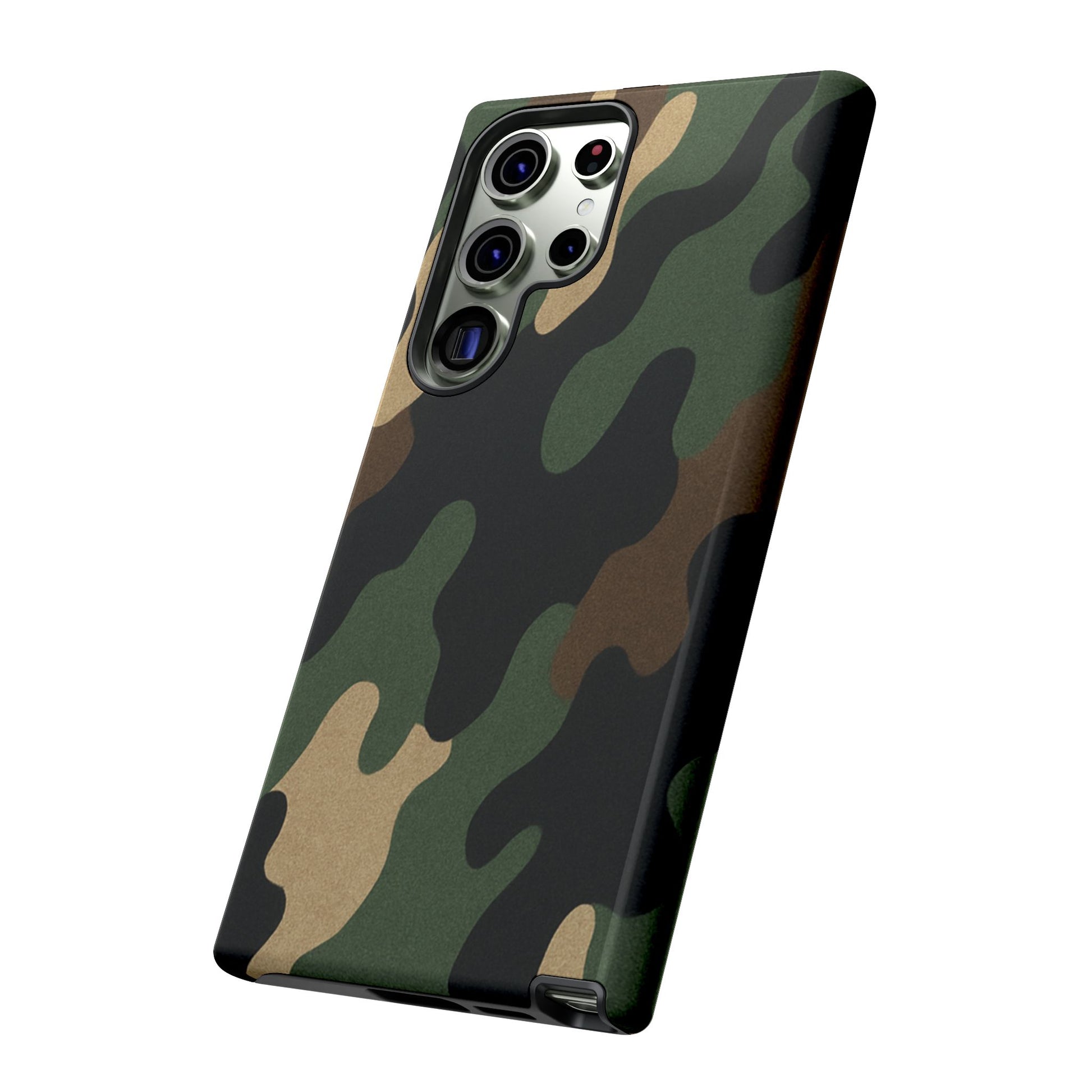 Rugged military green camo phone case by Printify for enhanced protection and durable style.