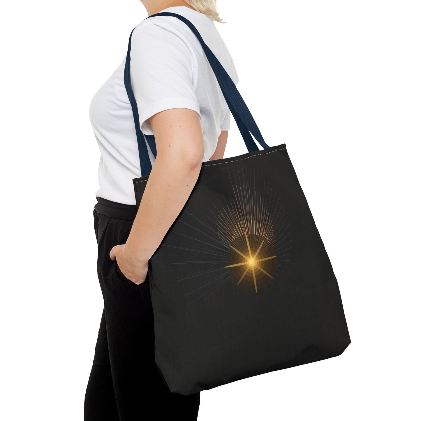 Radiant Starburst Tote Bag | Golden Light Celestial Design - TRV