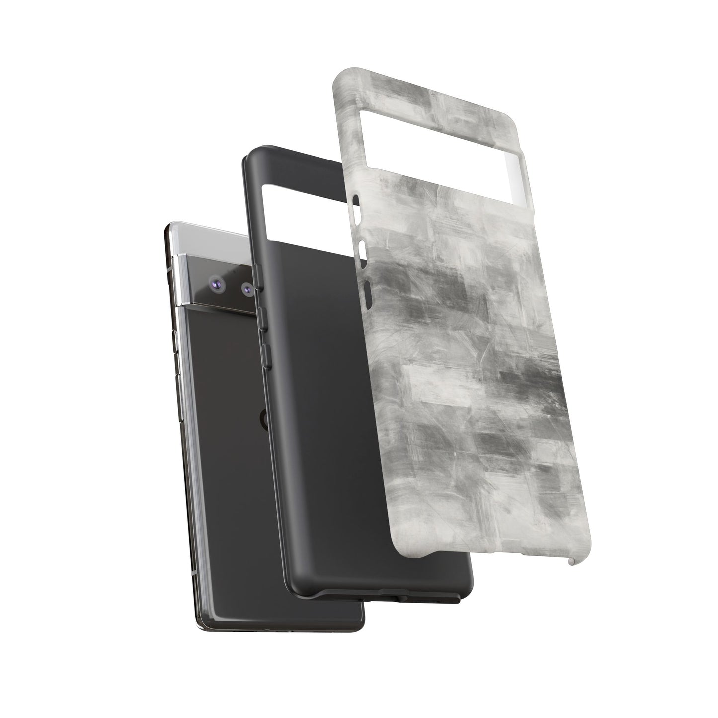 Abstract gray grid phone case for iPhone, tough protective cover by Printify with modern geometric design.