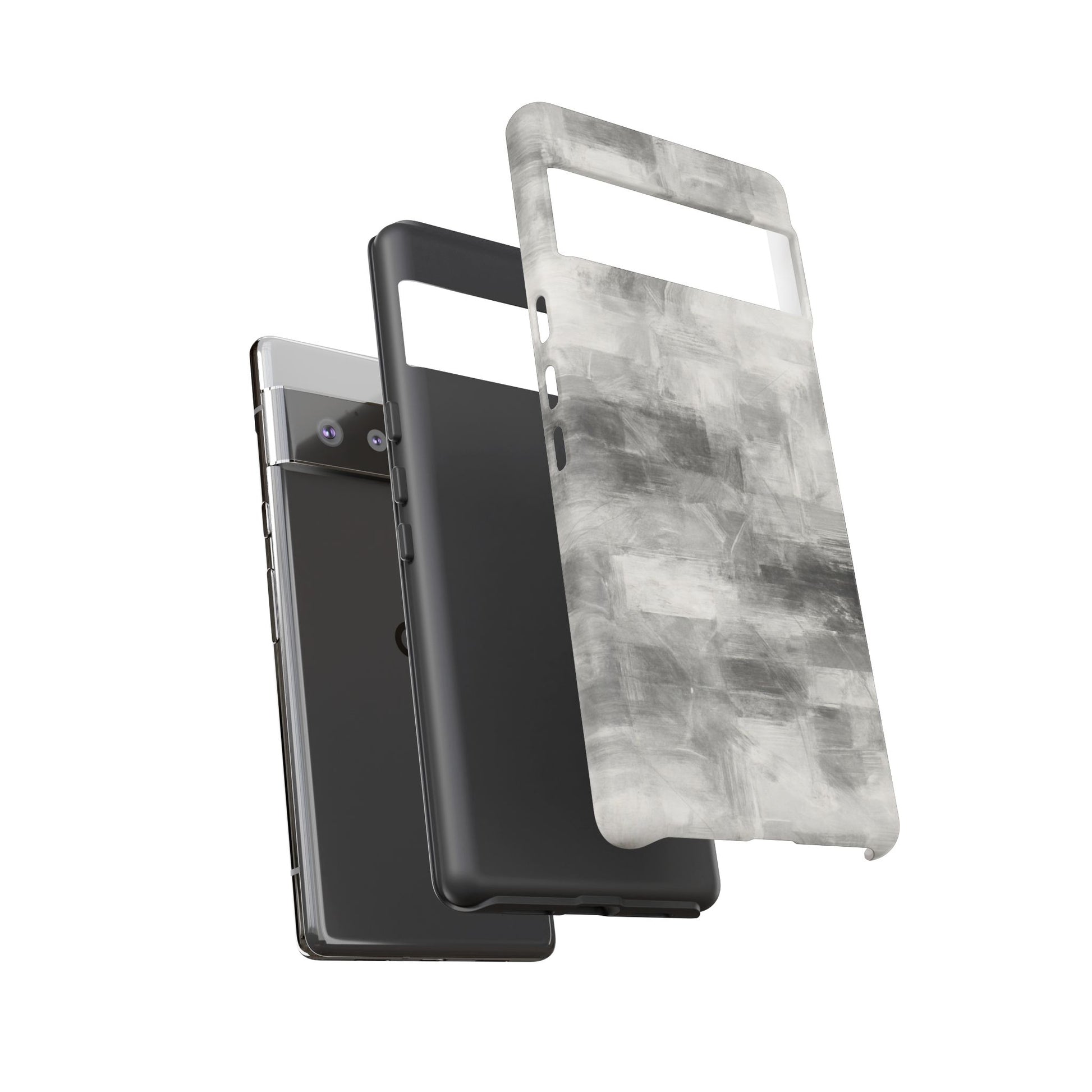 Abstract gray grid phone case for iPhone, tough protective cover by Printify with modern geometric design.