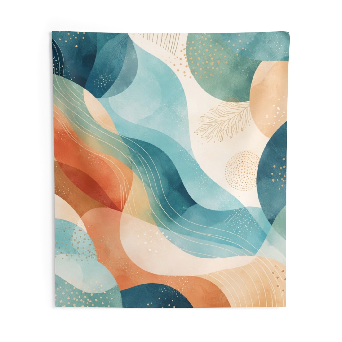 Abstract Ocean Wave Tapestry — Boho Coastal Wall Decor