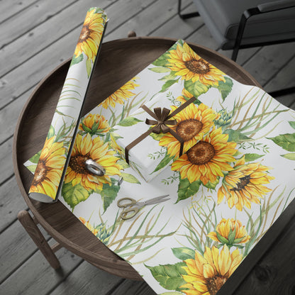 Sunflower Wrapping Paper Roll — Floral Gift Wrap for Birthdays, Mother's Day & Spring Celebrations