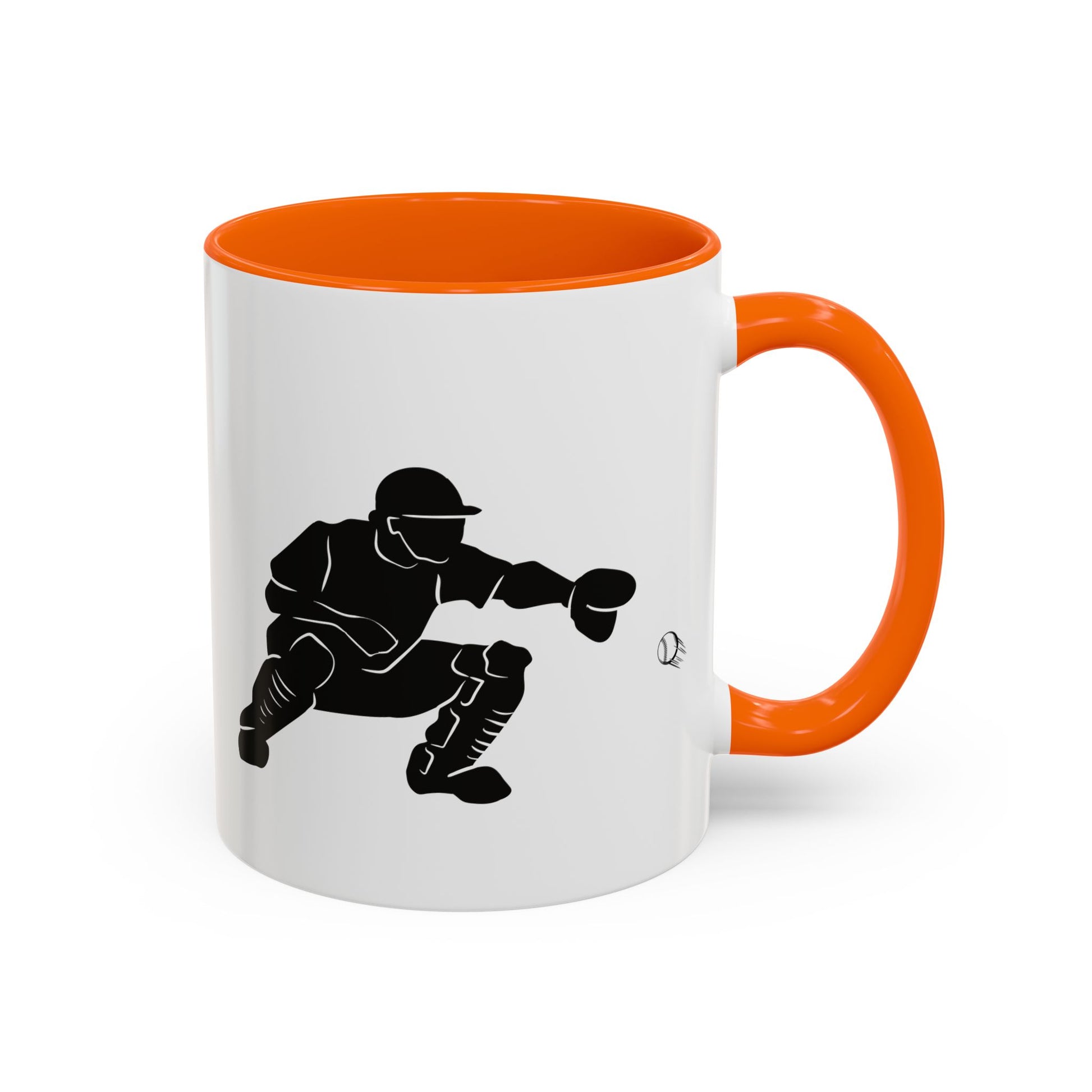 Baseball Catcher Coffee Mug, Sports Gift for Coaches, Black Accent Mug for Fans, Perfect for Birthdays & Celebrations, Unique Cup - TRV