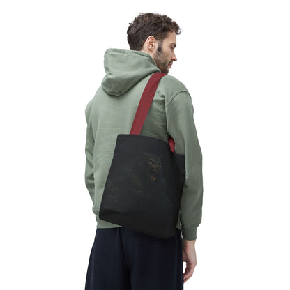 Werewolf tote bag with dark Halloween art, perfect gift for horror fans, made by Printify, featuring spooky werewolf design on fabric bag.