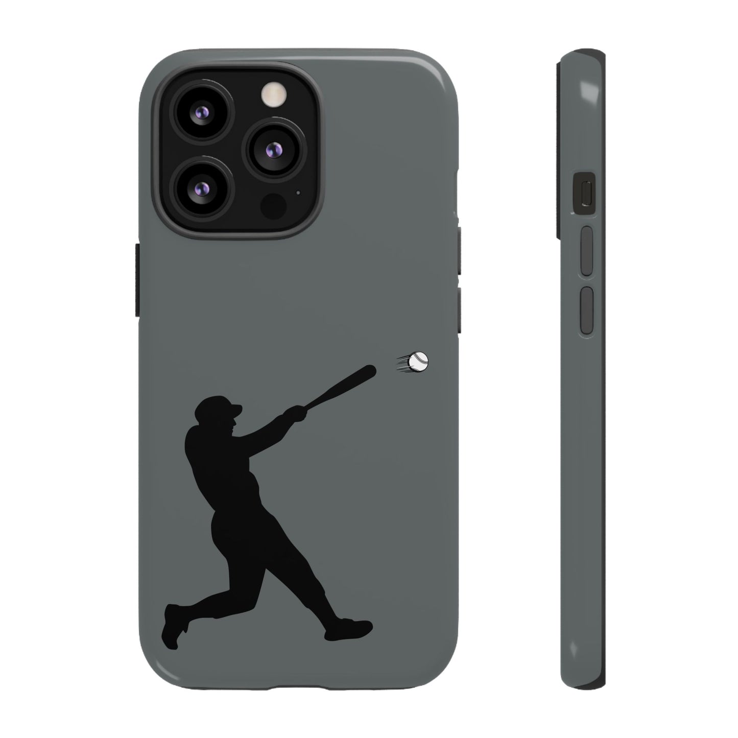 Printify baseball batter phone case, tough protective smartphone cover featuring a baseball player design.