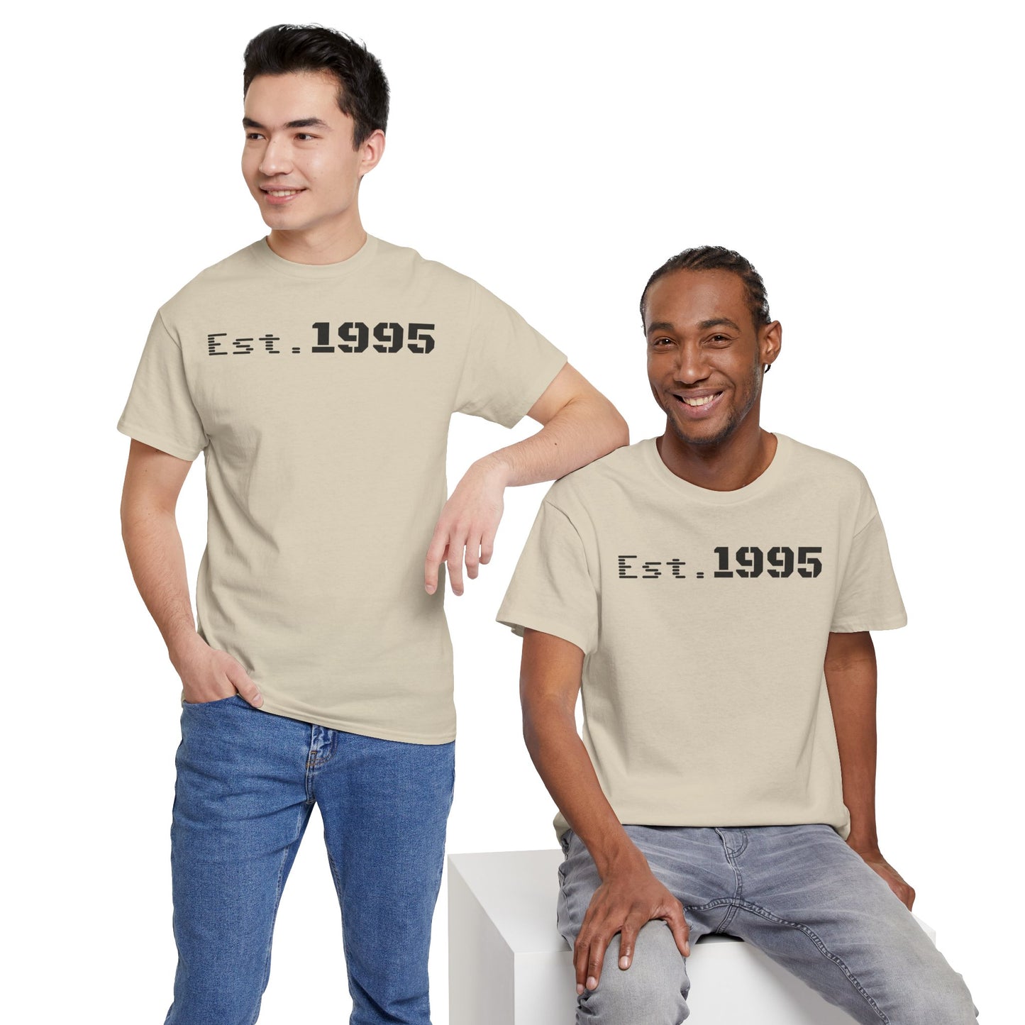 Unisex Heavy Cotton Tee - Est. 1995, Vintage Birthday Gift, Customizable Tee, Retro Unisex Shirt, Casual Everyday Wear