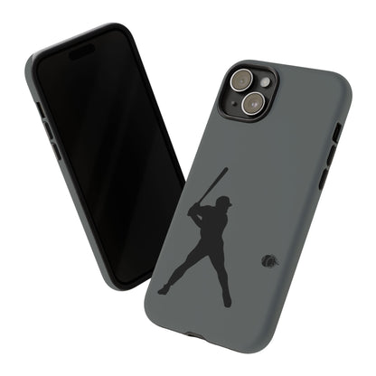 Black baseball silhouette tough phone case for iPhone, protective sporty design by Printify.