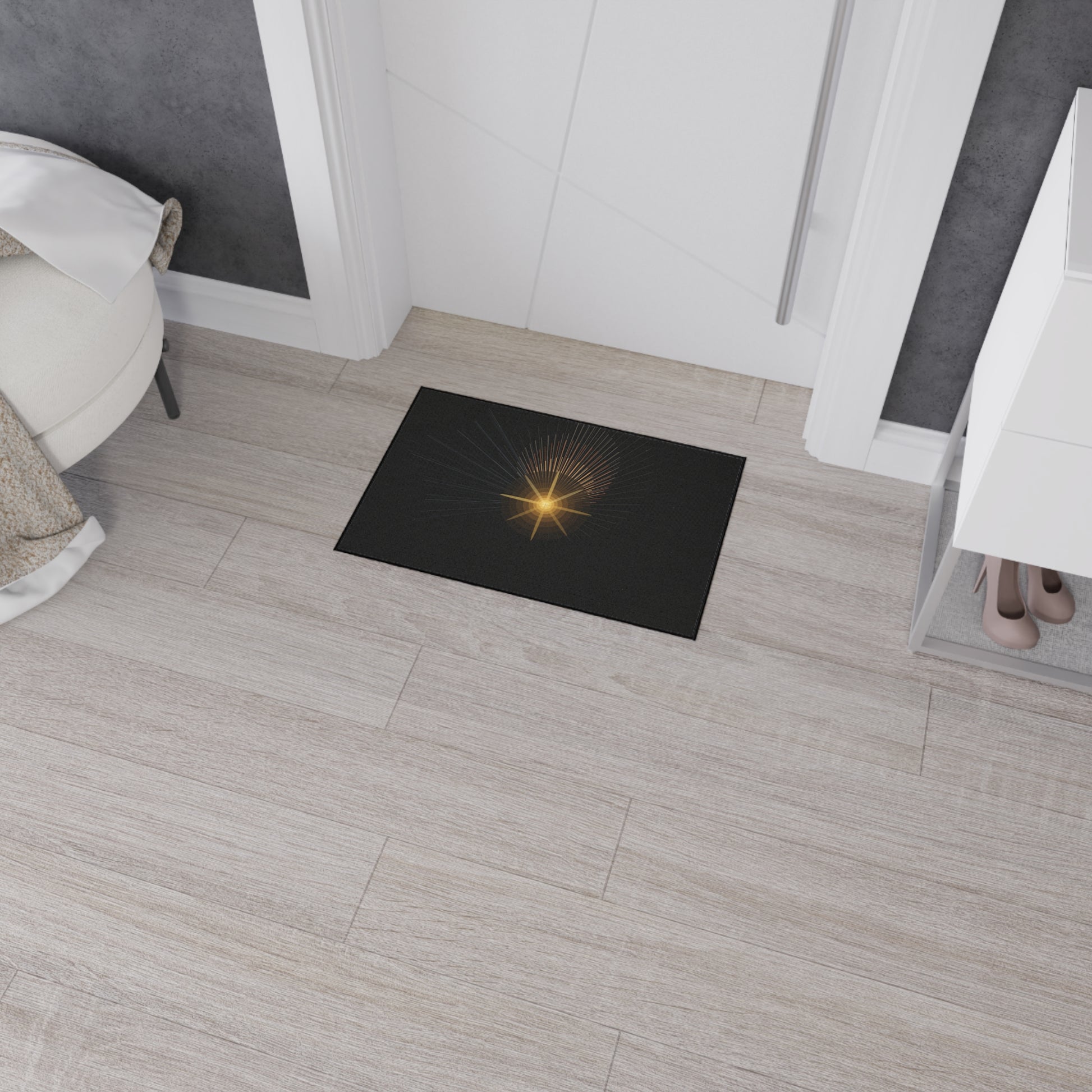 Radiant Star Burst Floor Mat | Black Entrance Rug - TRV