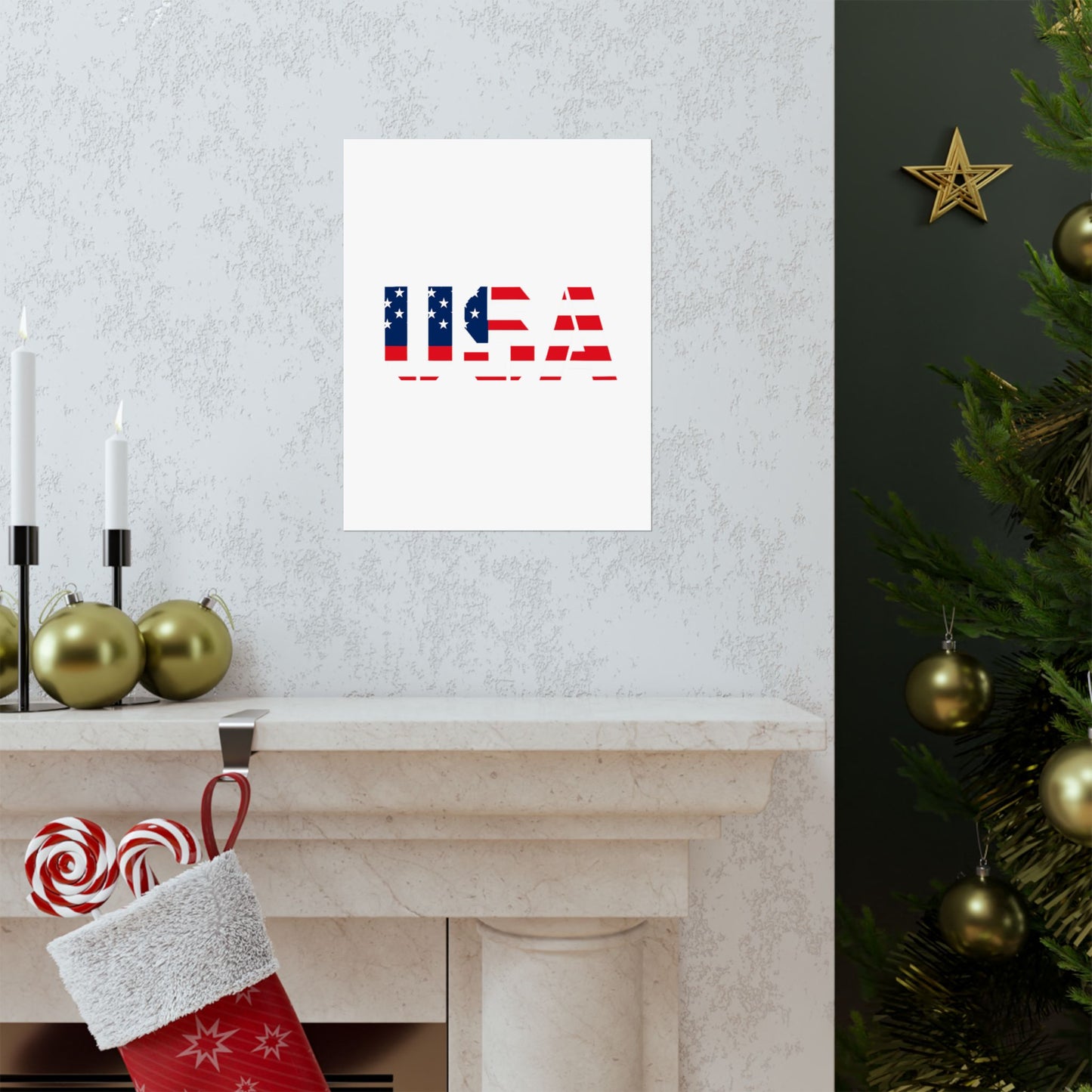 USA Patriotic Wall Art Poster, Red White Blue Home Decor, Fourth of July Decoration, American Flag Art, Independence Day Gift