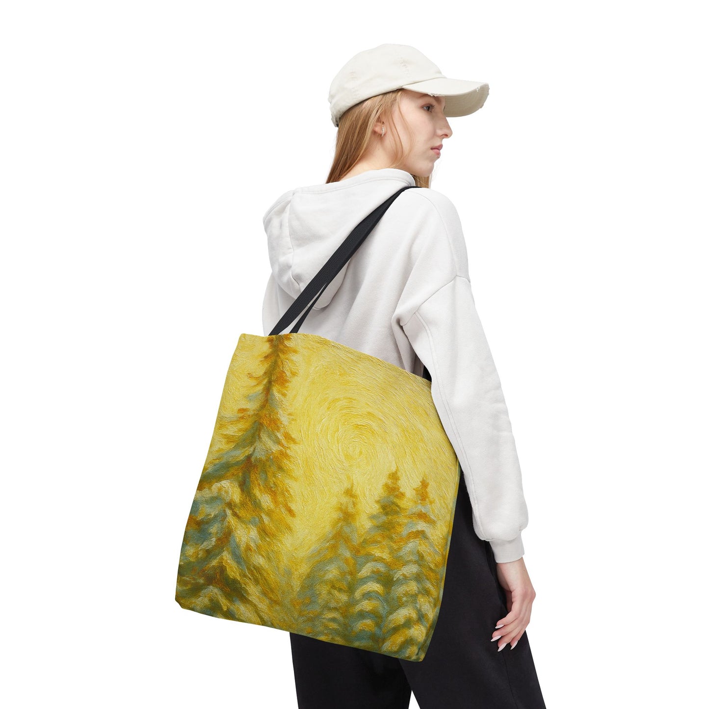 Eco-friendly canvas tote bag with artistic abstract design, ideal for beach trips or everyday use, by Printify.