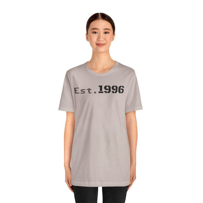 Unisex Jersey Tee - 'Est. 1996' Graphic Shirt, Birthday Gift, Casual Wear, Vintage Style, Retro Fashion, Gift for Him/Her - TRV