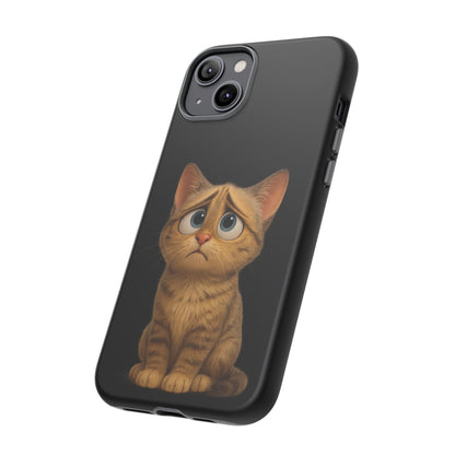 Cute sad kitty print phone case for iPhone by Printify, featuring a protective design with a sad kitty illustration.
