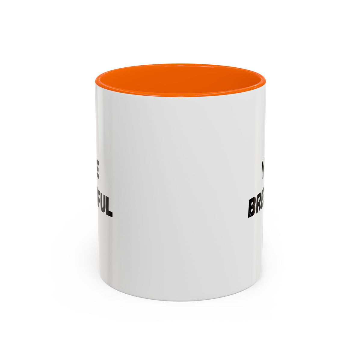 You’re Brew-tiful Coffee Mug – Cute Coffee Pun Accent Mug (11/15oz) — white ceramic accent mug with glossy finish and bold black “YOU’RE BREW-TIFUL” print, close-up of the printed design