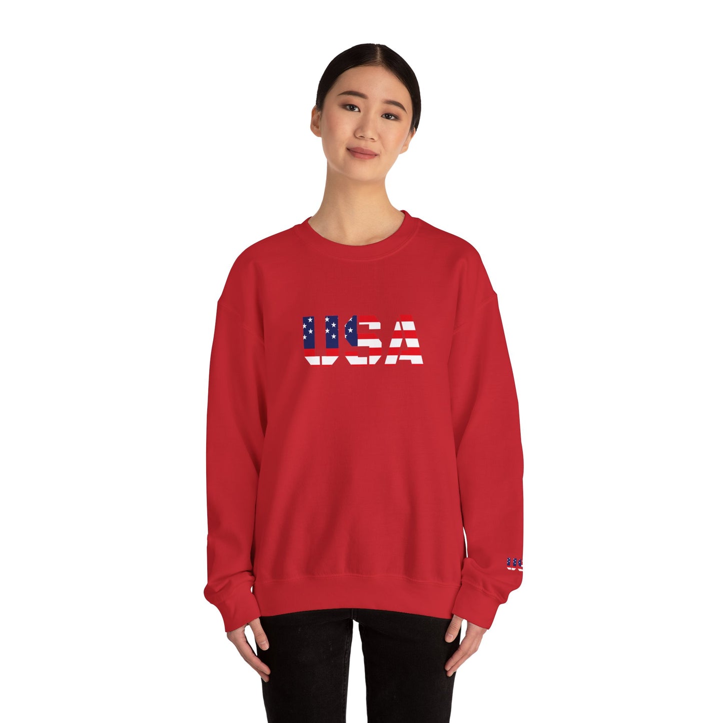 USA Flag Unisex Crewneck Sweatshirt, Cozy Apparel, Casual Wear, Independence Day Gift, Americana Style