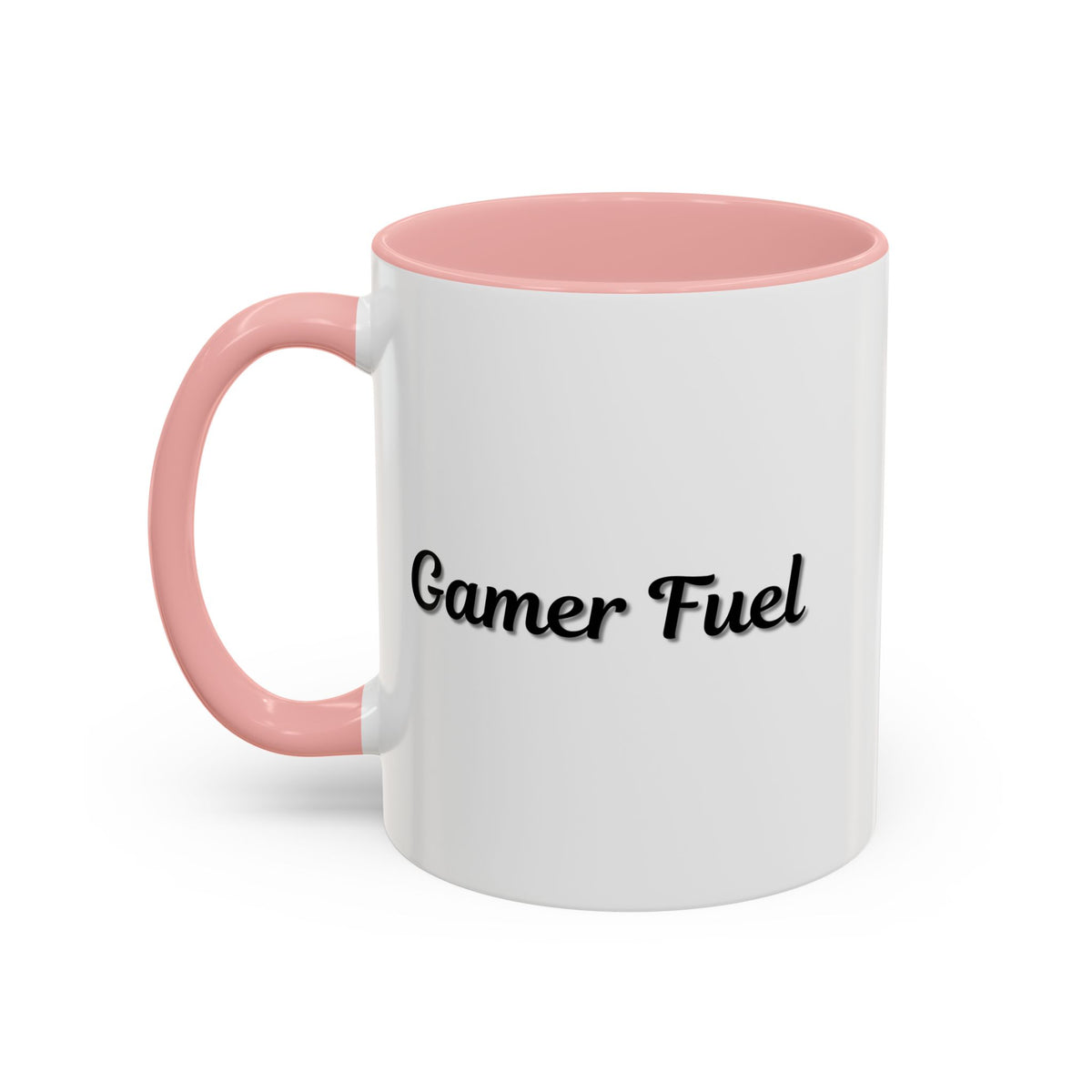 Printify Gamer Fuel coffee mug with accent design, available in 11oz and 15oz sizes, featuring a bold gaming-themed graphic.