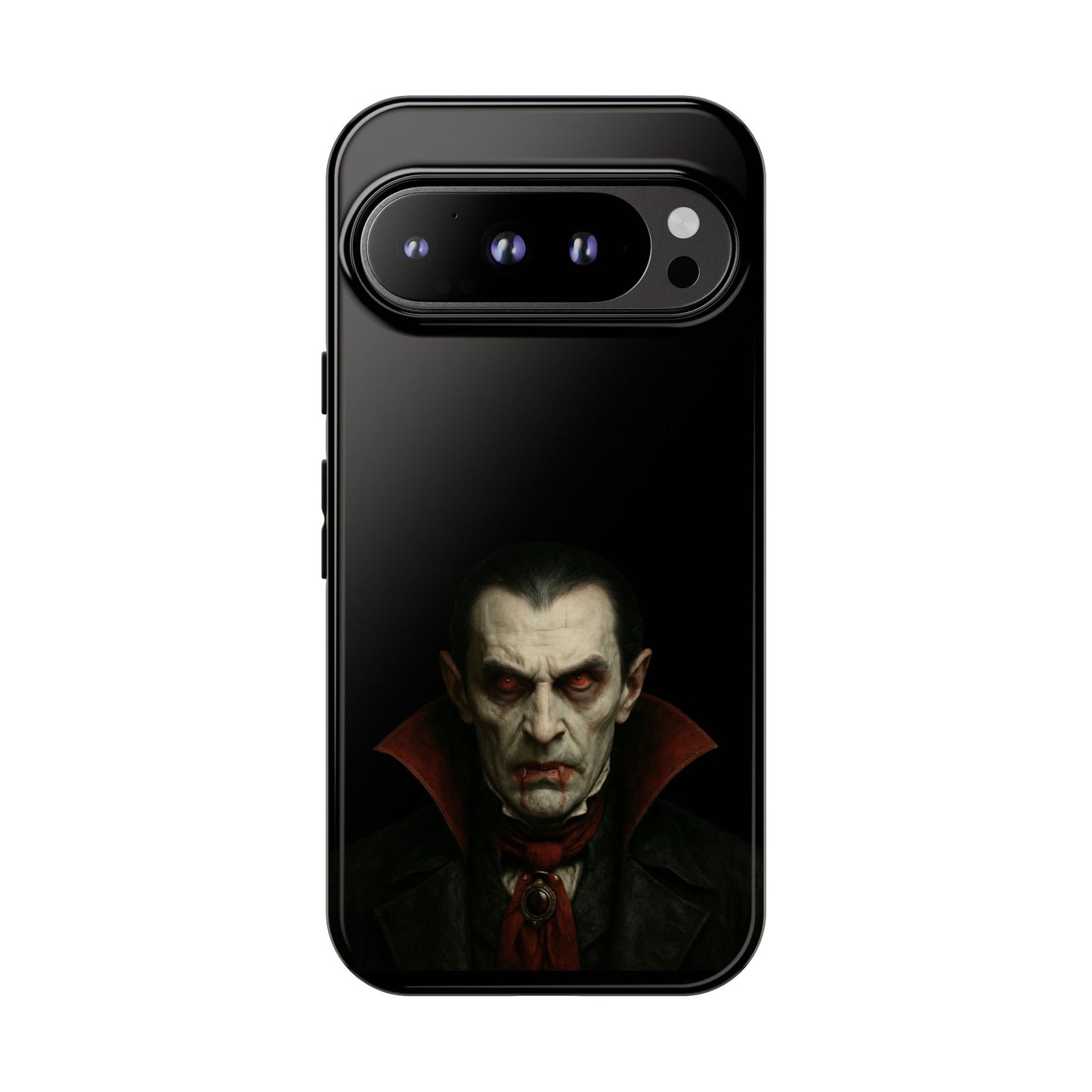 Gothic vampire portrait phone case for iPhone featuring a Dracula horror design by Printify.