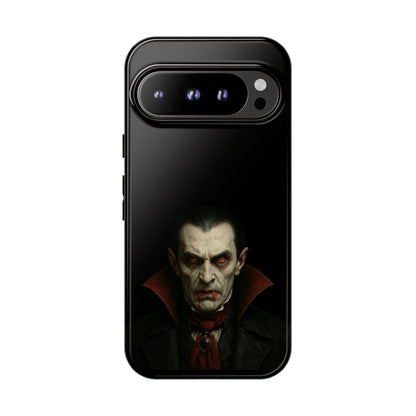 Gothic vampire portrait phone case for iPhone featuring a Dracula horror design by Printify.
