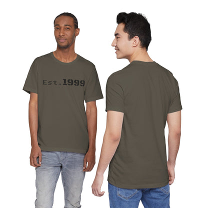 Vintage minimalist Est. 1999 T-shirt by Printify featuring a simple birth year design on soft fabric.