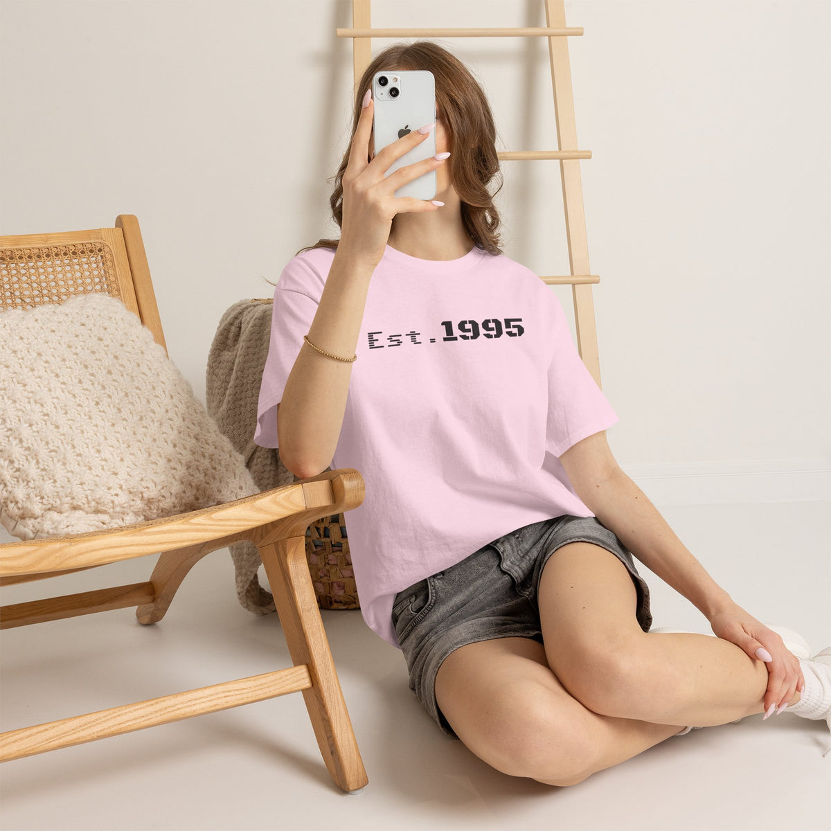 Vintage minimalist Est. 1995 T-shirt by Printify featuring a birthday design, casual fit, and classic style.