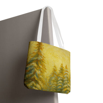 Artistic abstract eco-friendly canvas tote bag with colorful abstract design, perfect for beach or everyday use.