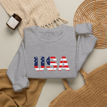 USA Flag Unisex Crewneck Sweatshirt, Cozy Apparel, Casual Wear, Independence Day Gift, Americana Style