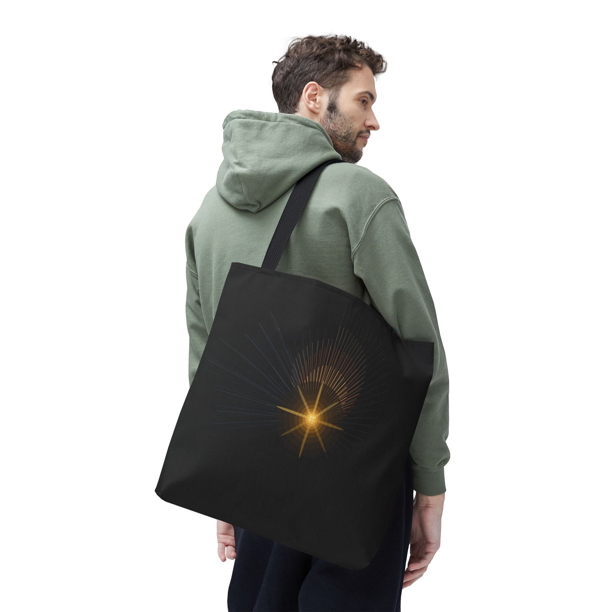 Radiant Starburst Tote Bag | Golden Light Celestial Design - TRV