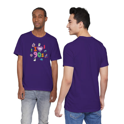 I  Love the 90's Short Sleeve Tee - Retro Graphic Tee, Vintage Style Shirt, Perfect for Casual Outings, 90s Nostalgia Apparel