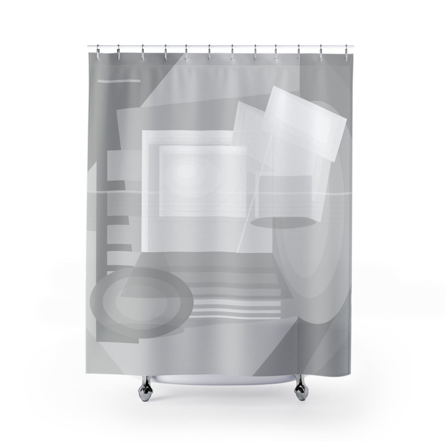 Abstract Geometric Gray Pattern Shower Curtain | Minimal Bathroom Decor