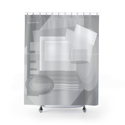 Abstract Geometric Gray Pattern Shower Curtain | Minimal Bathroom Decor