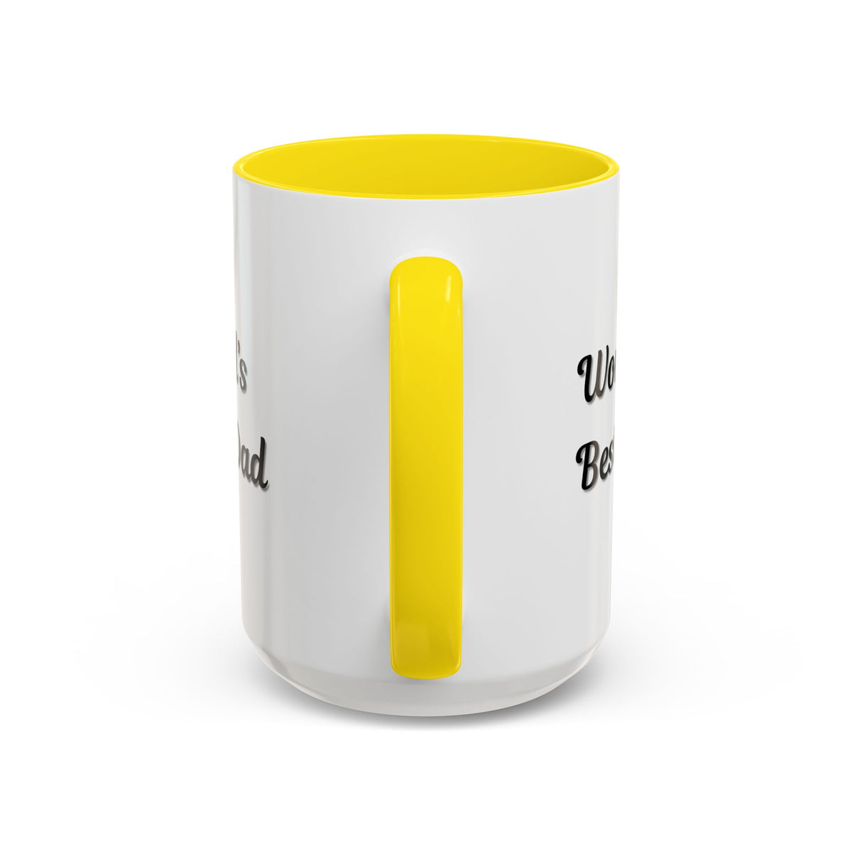 Black trim ceramic mug with "World's Best Dad" text, 11oz or 15oz capacity, printed by Printify, ideal for coffee or tea.