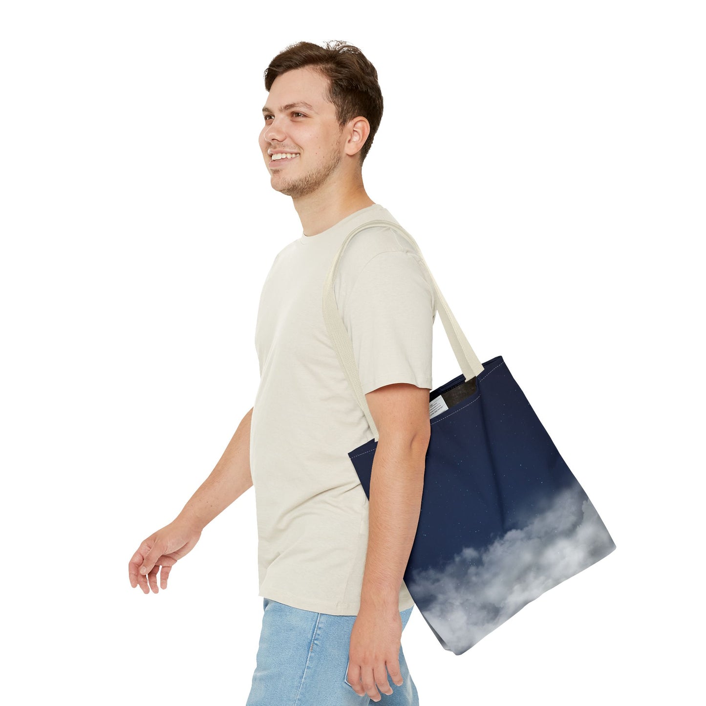 Night Sky Clouds Tote Bag | Starry Navy Ombre - TRV
