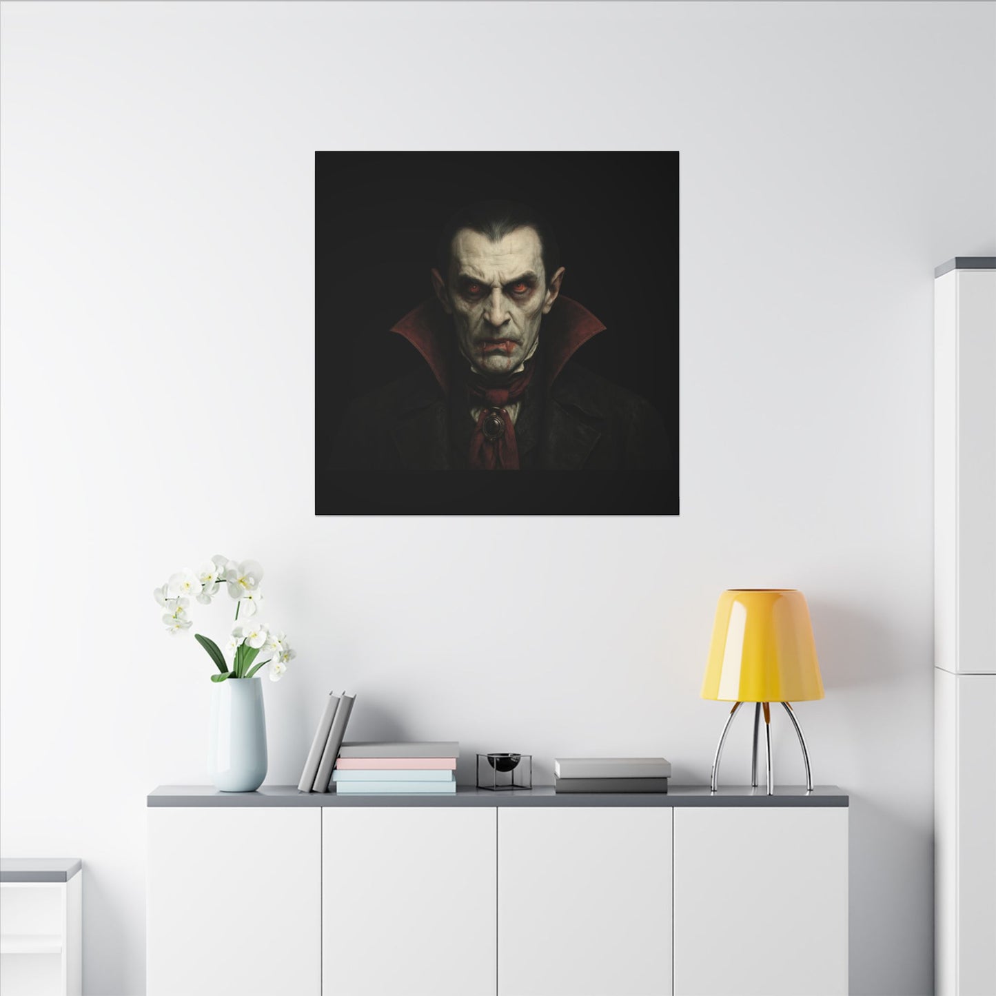 Vampire Portrait Canvas Wall Art – Gothic Dracula Matte Stretched Print
