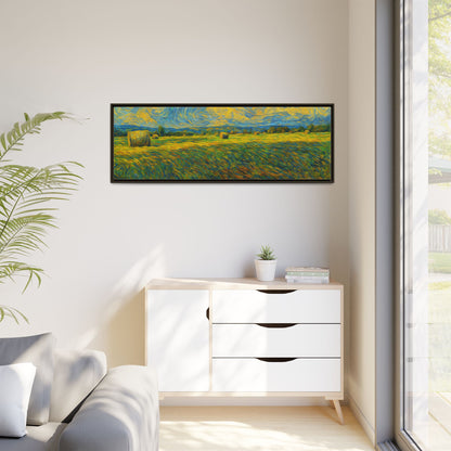 Framed multi-color landscape matte canvas print by Printify showcasing a vibrant scenic artwork.