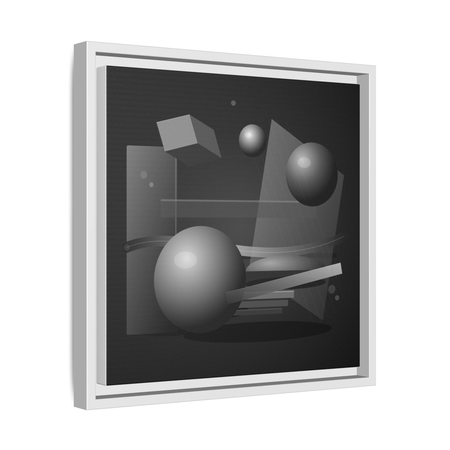 Monochrome Geometric Spheres Canvas Framed Wall Art | Matte Print