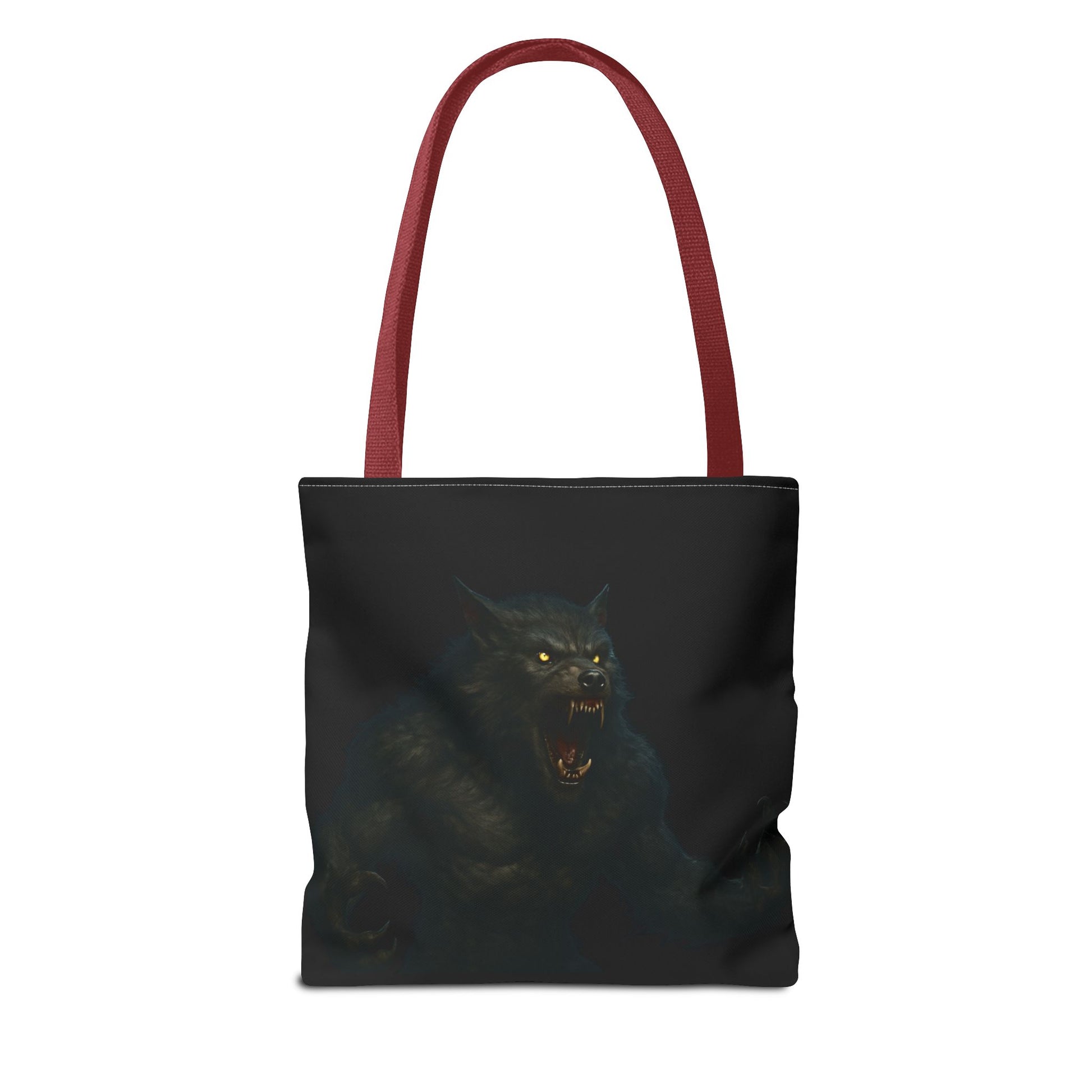 Dark Halloween werewolf tote bag featuring horror art, perfect gift for horror fans, made by Printify.