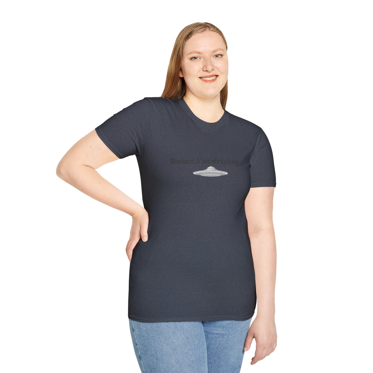 Black UFO T-Shirt by Printify featuring a humorous alien graphic and sci-fi design, perfect for casual wear or sci-fi fans.