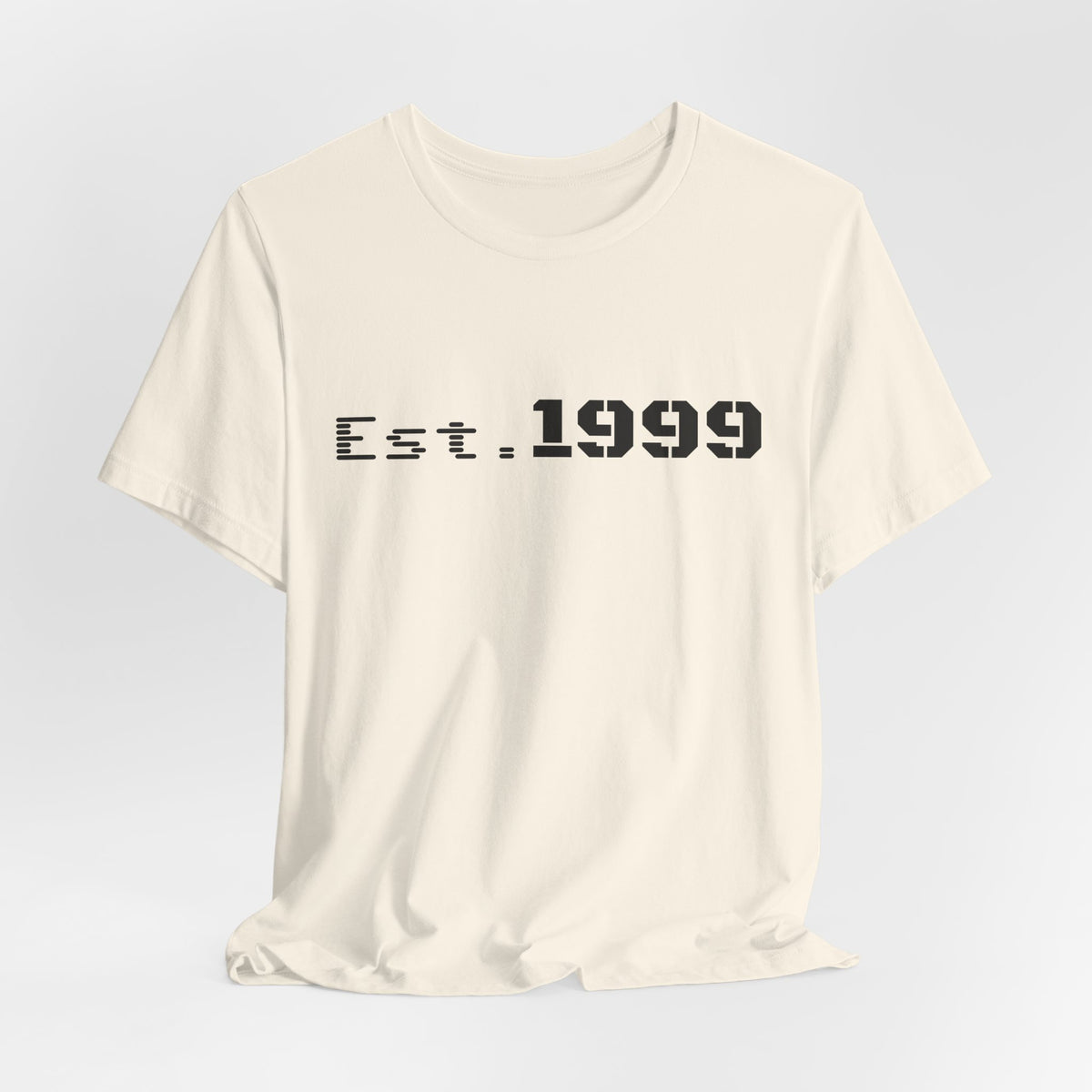Vintage minimalist Est. 1999 T-shirt by Printify featuring a simple birth year design on soft fabric.