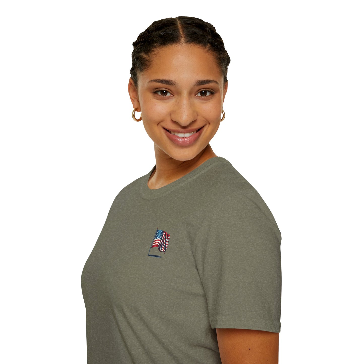 Patriotic Unisex Softstyle T-Shirt, American Flag Tee, USA Pride Shirt, Perfect for Independence Day, Casual Wear - TRV