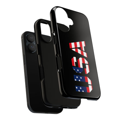 Patriotic American flag phone case by Printify, rugged protective case for smartphones with bold flag design.