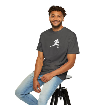 Sporty Unisex Garment-Dyed T-Shirt with Football Player Graphic, Activewear, Casual Wear, Gift for Runners, Fitness Apparel, Everyday Style