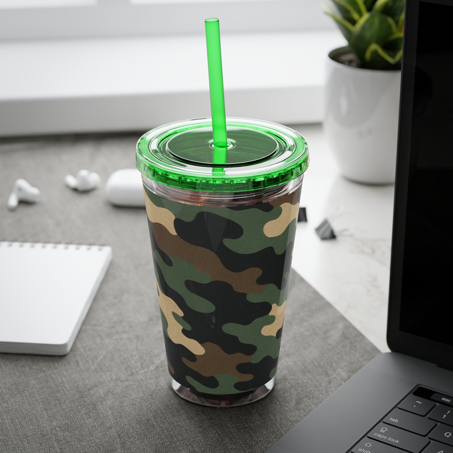 Stylish Camo Tumbler, 16oz Cup with Straw, Perfect for Outdoor Adventures, Gifts for Him, Travel Mug, Eco-friendly Drinkware, Camping