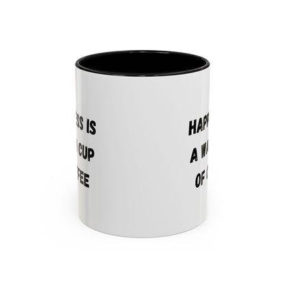 Coffee Mug — “Happiness Is A Warm Cup Of Coffee” Accent Ceramic Mug (11/15 oz)