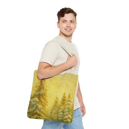 Eco-friendly canvas tote bag with abstract artistic print, ideal for beach or everyday use, by Printify.