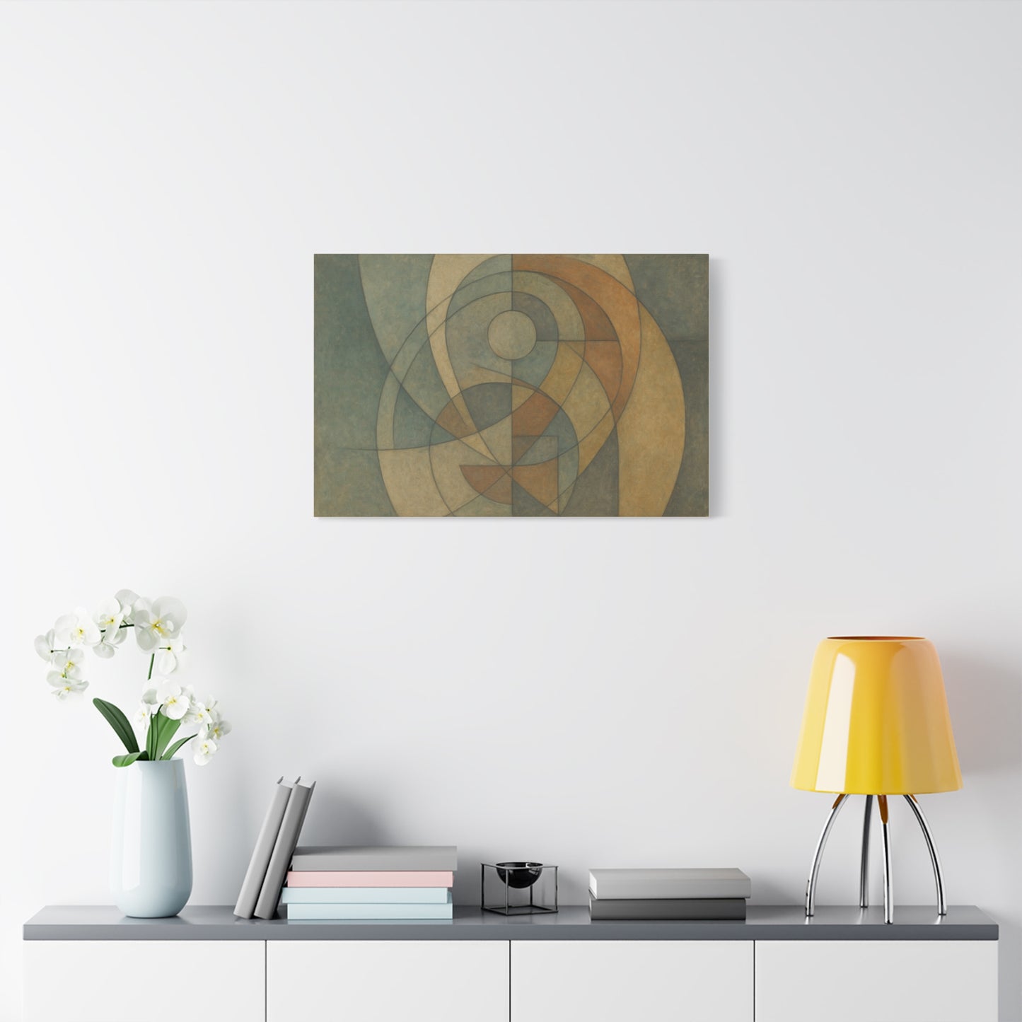 Abstract geometric circles on a matte canvas by Printify, featuring modern circular shapes and vibrant colors.