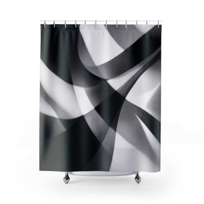 Abstract Black White Waves Shower Curtain | Modern Geometric Bathroom Decor