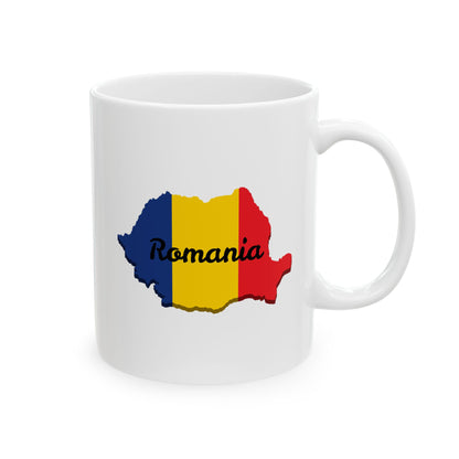 Romania Flag Ceramic Mug, Unique Coffee Cup, Travel Souvenir, Gift for Romanians