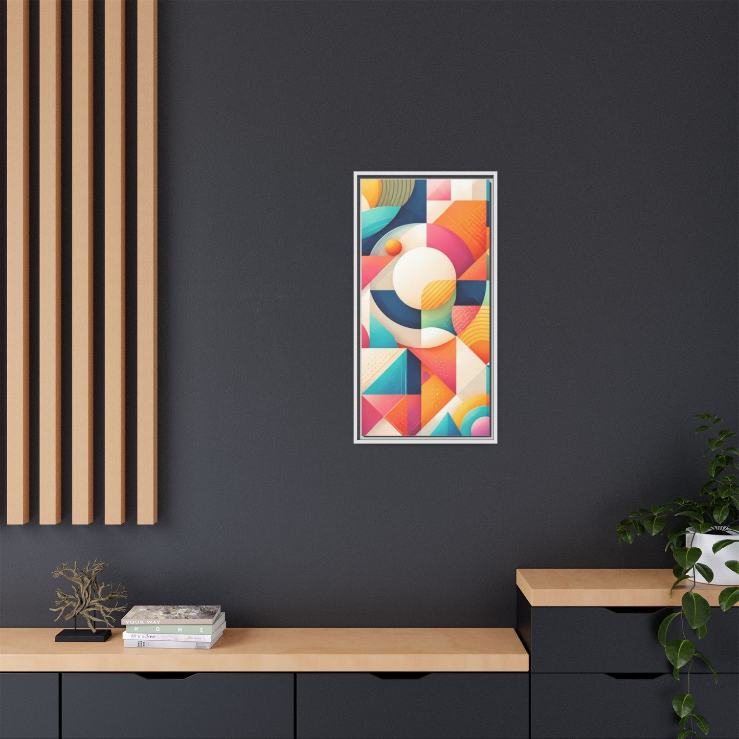 Colorful Geometric Abstract Art Matte Canvas Framed