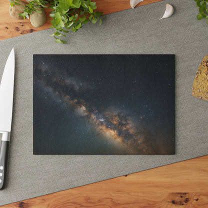 Milky Way Glass Cutting Board — Night Sky Decorative Kitchen Board