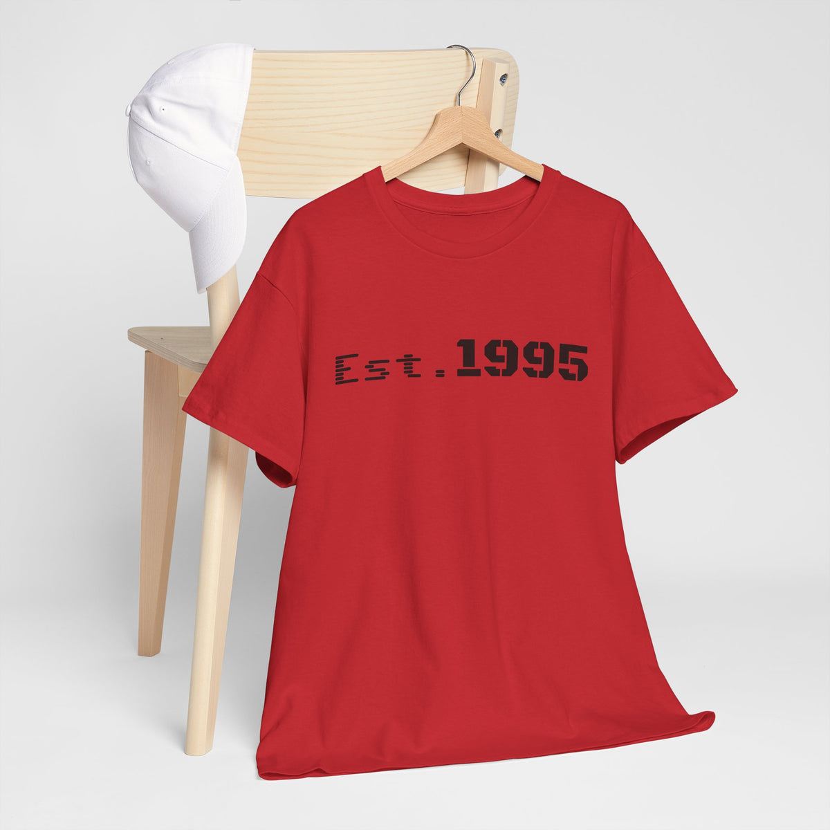 Vintage minimalist Est. 1995 T-shirt by Printify featuring a simple birthday design on a classic cotton tee.
